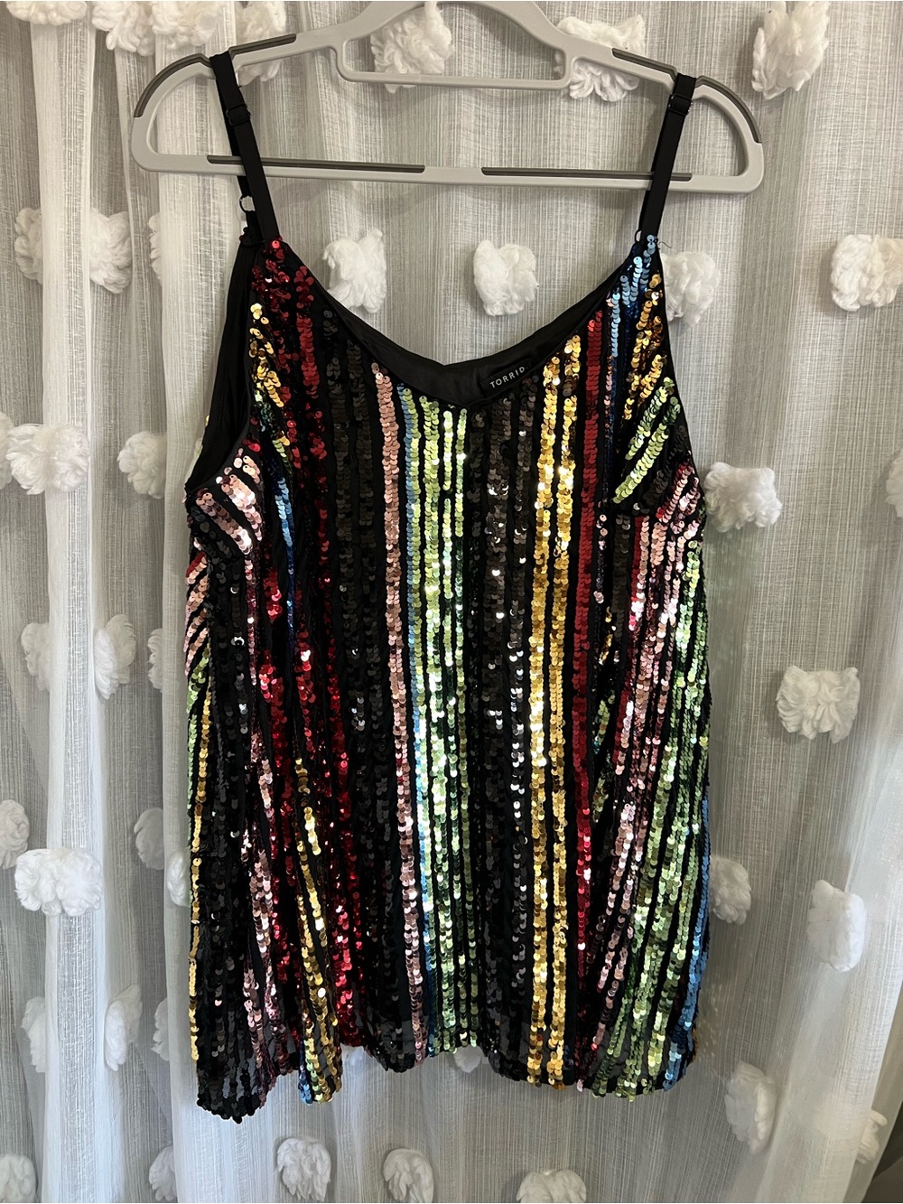 torrid Black Multicolor Sequin Vertical Stripe Cami